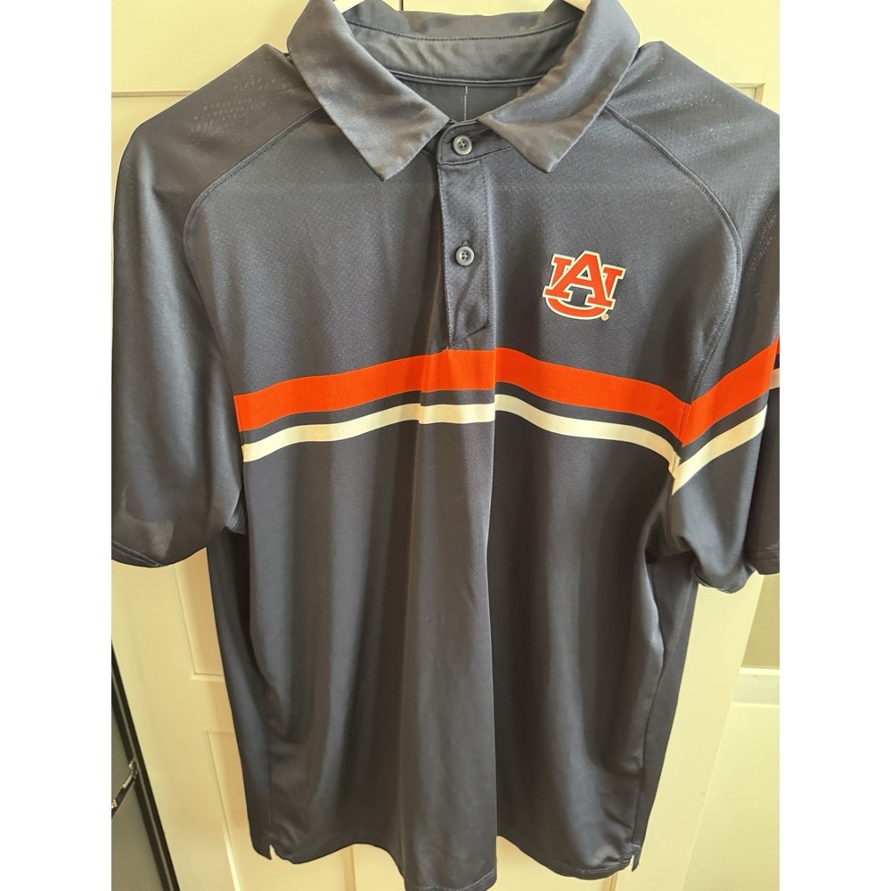 Under Armour Auburn University Tigers Polo Shirt Mens Large Blue Orange NCAA - Picture 2 of 4